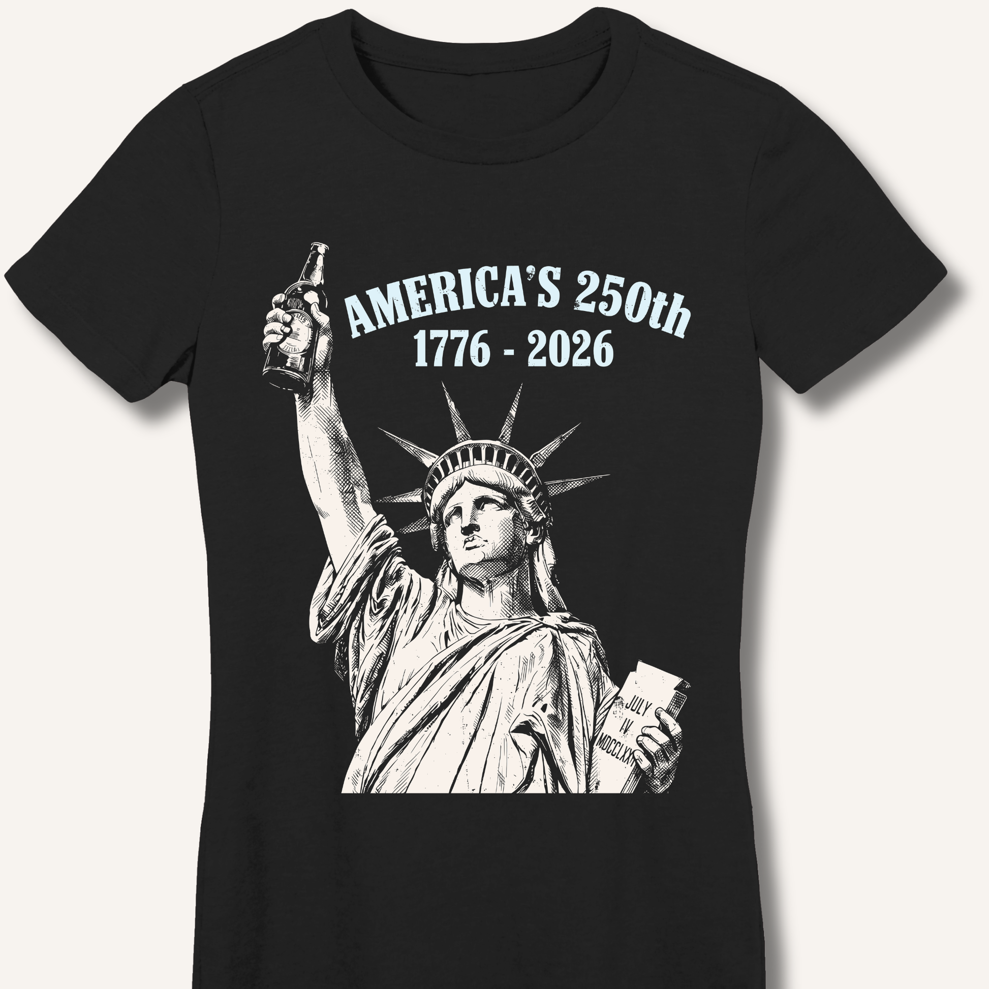 Lady Liberty's Beer Toast Fitted T-Shirt – Black