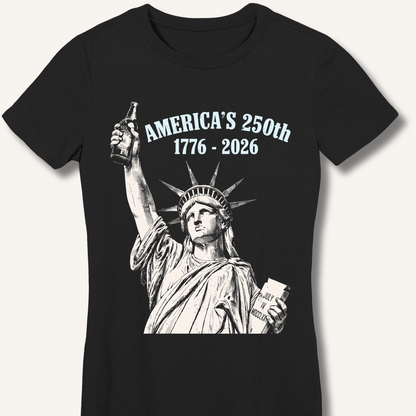 Lady Liberty's Beer Toast Fitted T-Shirt – Black