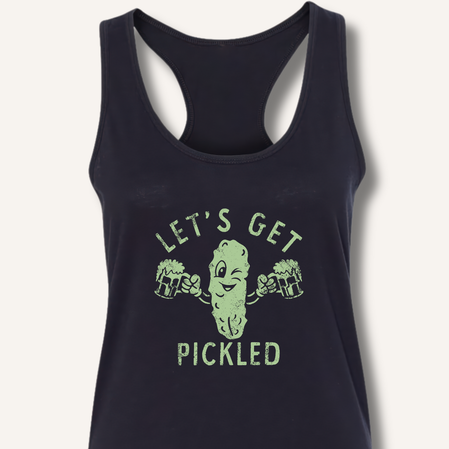 Let's Get Pickled Racerback Tank – Solid Black