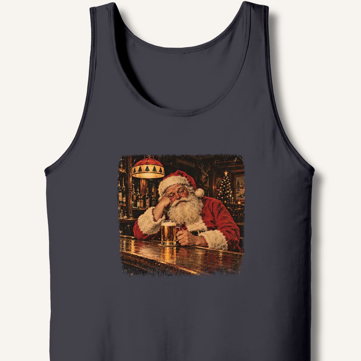 Santa At The Bar Tank – Dark Grey