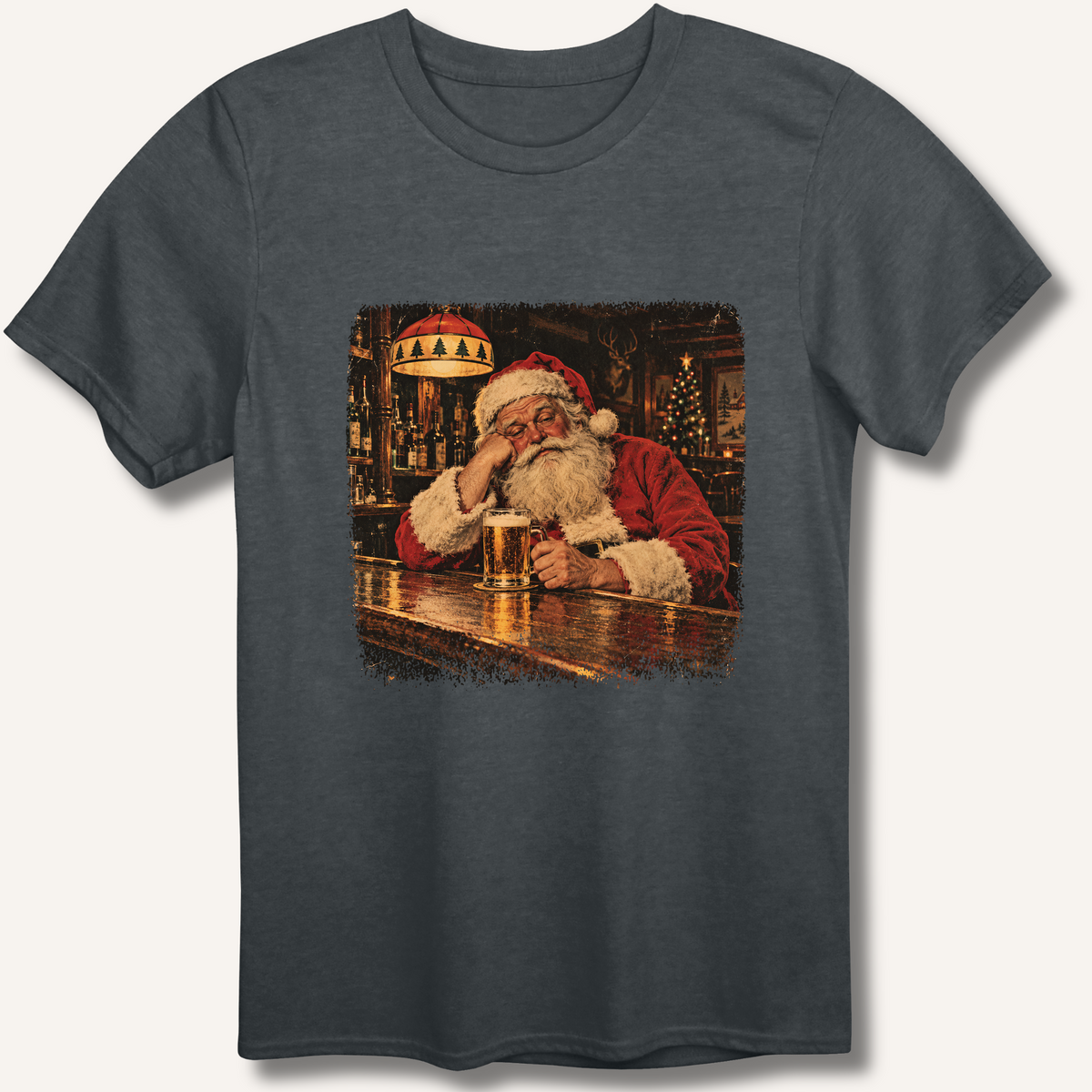 Santa At The Bar T-Shirt – Dark Heather