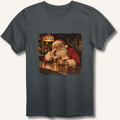 Santa At The Bar T-Shirt – Dark Heather