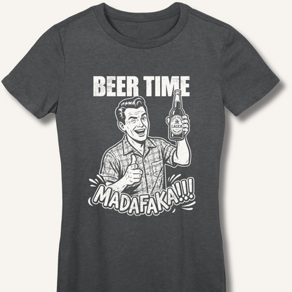 Beer Time Women's Fitted T-Shirt – Dark Heather