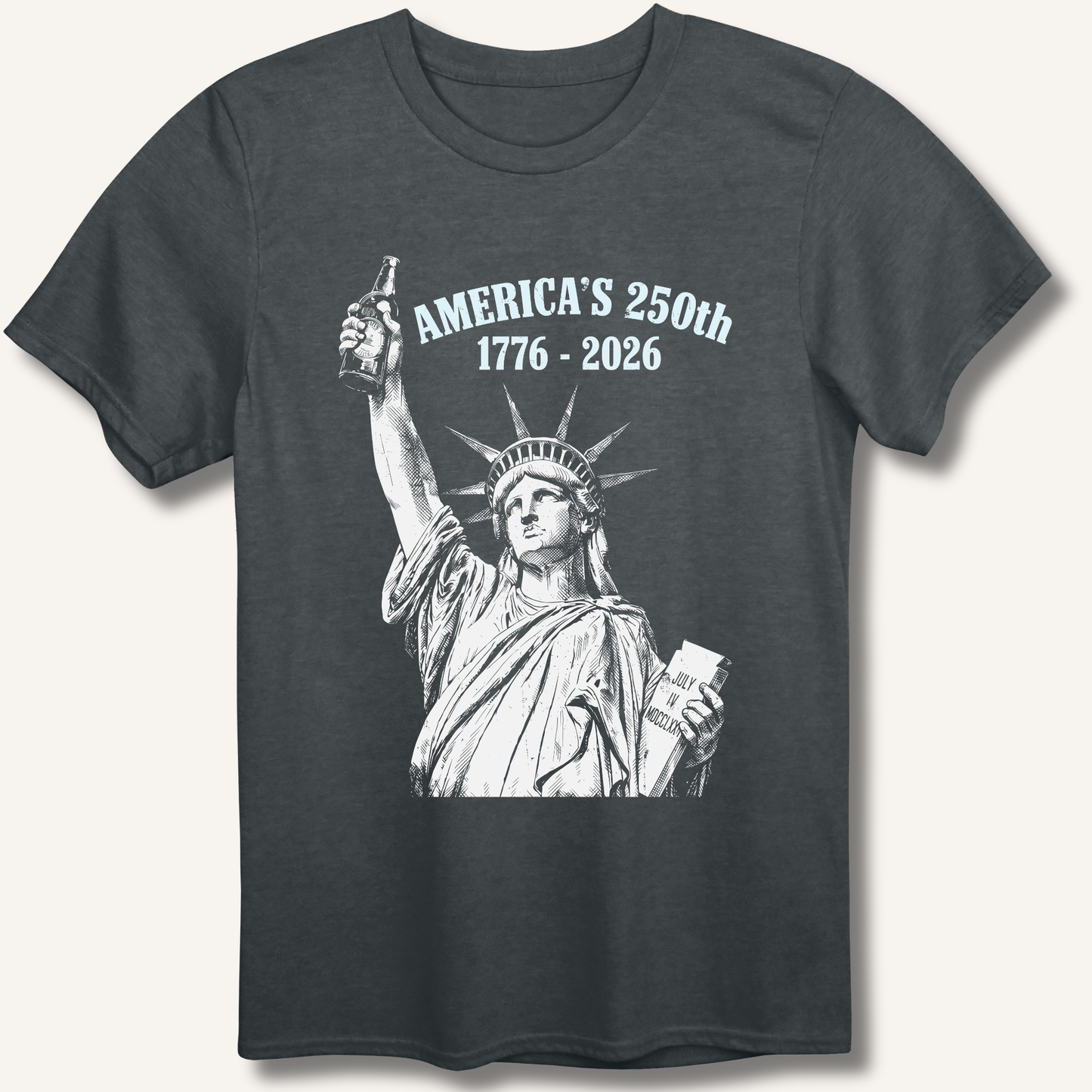 Lady Liberty's Beer Toast T-Shirt – Dark Heather