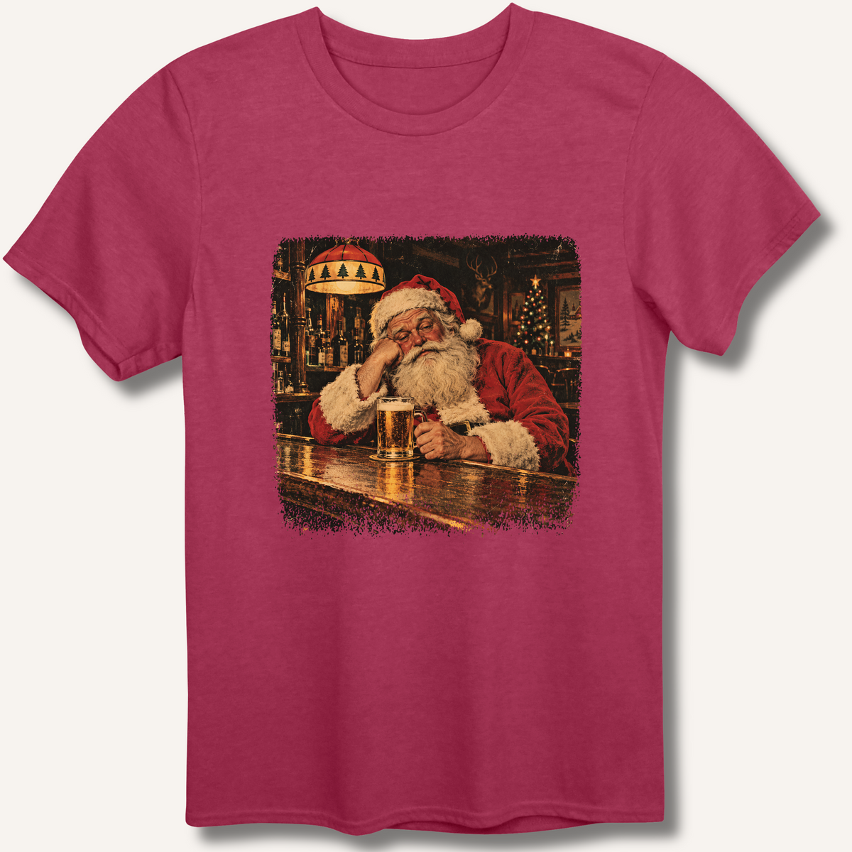 Santa At The Bar T-Shirt – Heather Cardinal