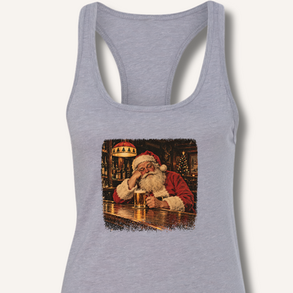 Santa At The Bar Racerback Tank – Heather Grey