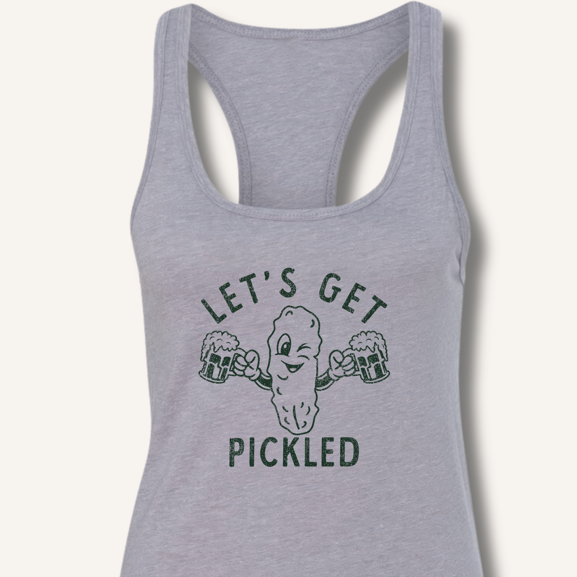 Let's Get Pickled Racerback Tank – Heather Grey