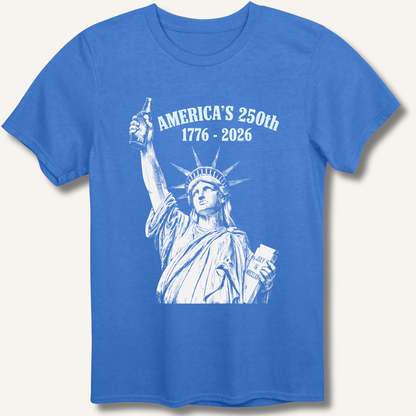 Lady Liberty's Beer Toast T-Shirt – Heather Royal