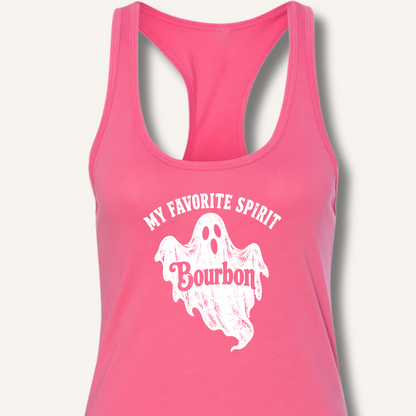 My Favorite Spirit, Bourbon Racerback Tank – Solid Hot Pink
