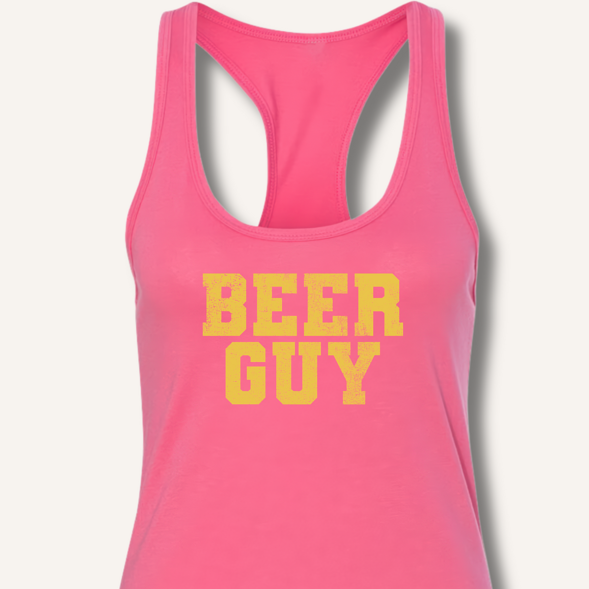 Beer Guy Racerback Tank – Solid Hot Pink