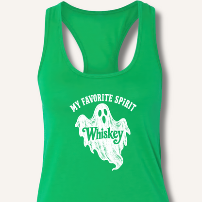 My Favorite Spirit, Whiskey Racerback Tank – Solid Kelly Green