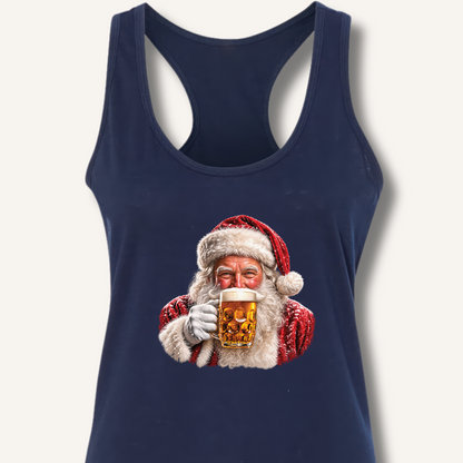 Santa Drinking Beer Racerback Tank – Solid Midnight Navy