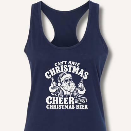 Can't Have Christmas Cheer Without Christmas Beer Racerback Tank – Solid Midnight Navy