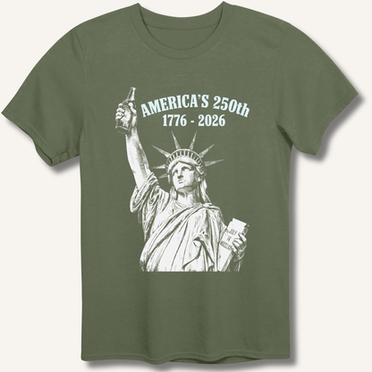 Lady Liberty's Beer Toast T-Shirt – Military Green