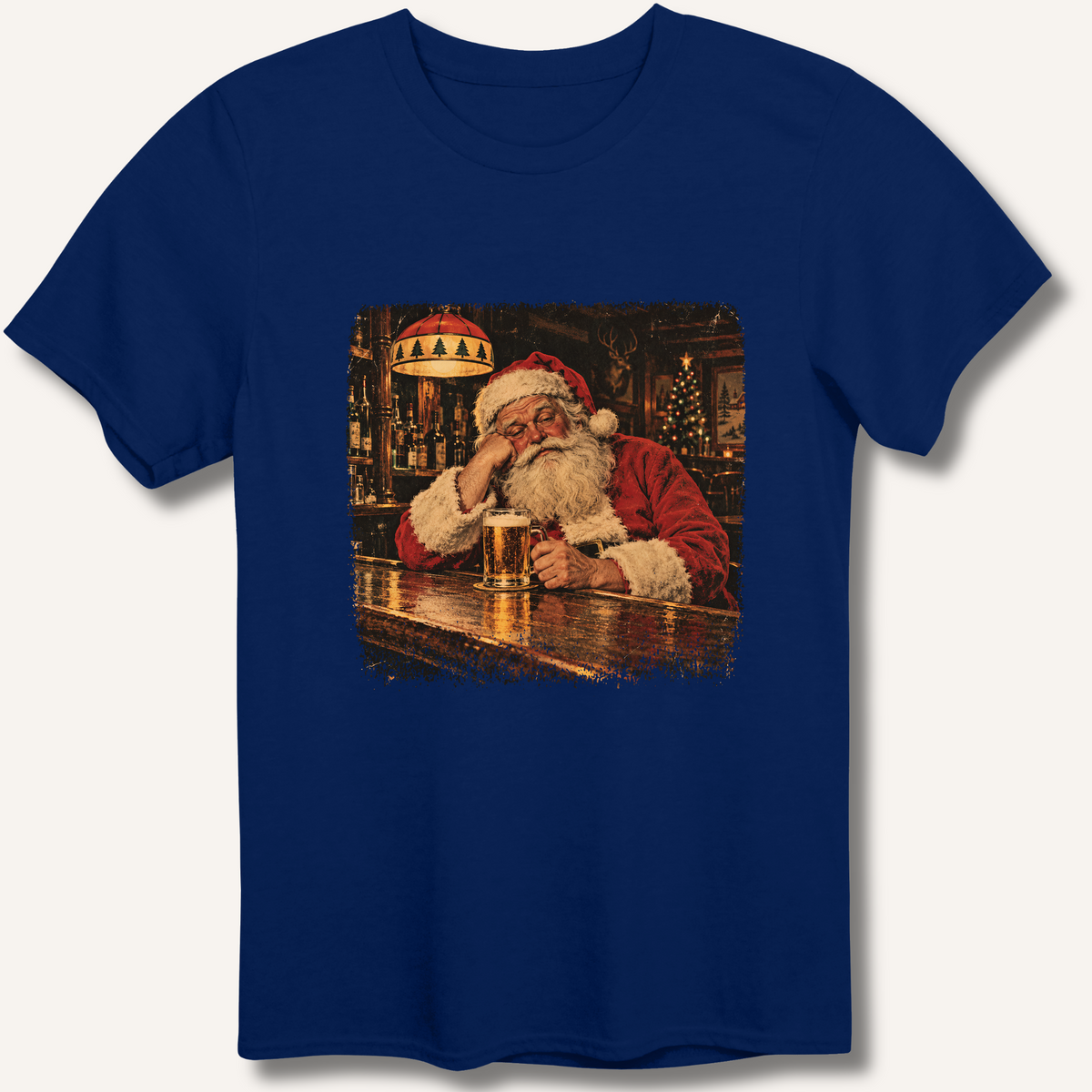 Santa At The Bar T-Shirt – Navy