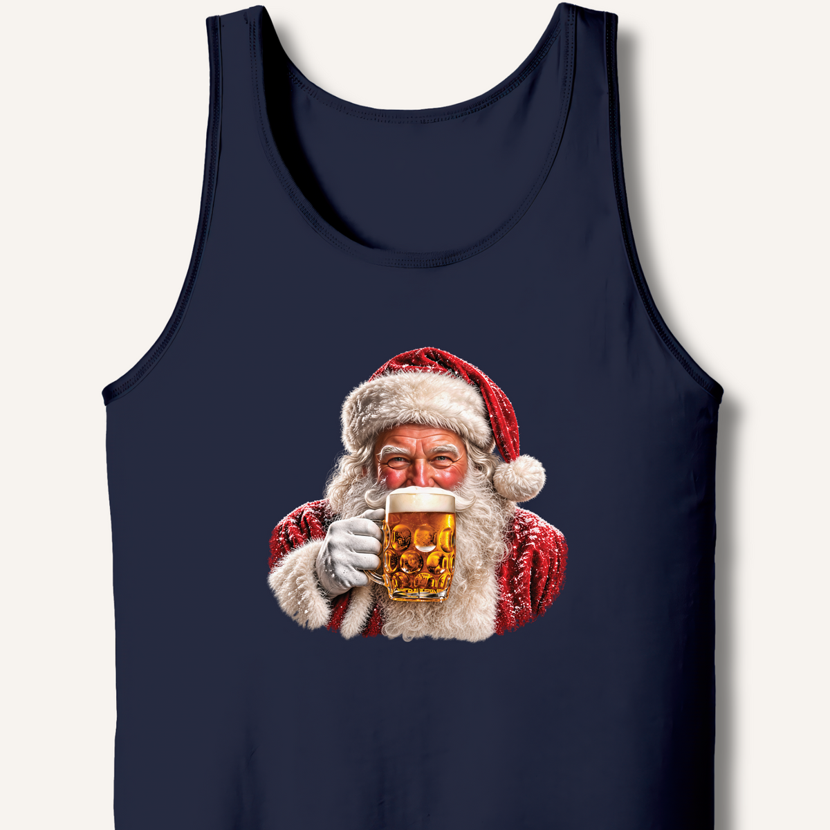 Santa Drinking Beer Tank – Navy