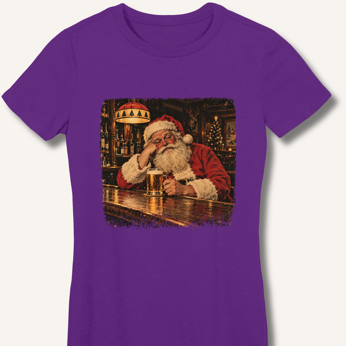 Santa At The Bar Women's Fitted T-Shirt – Purple