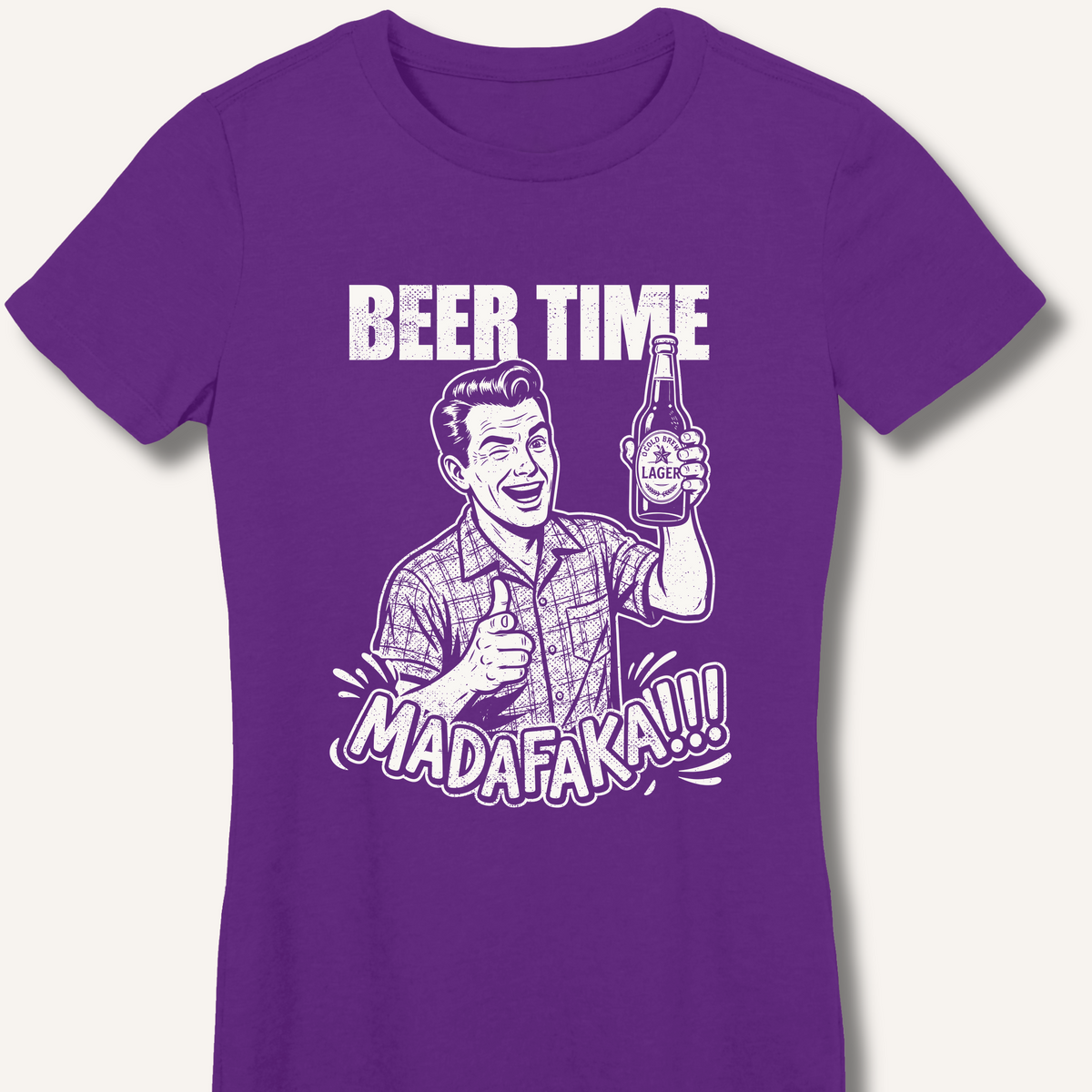 Beer Time Women's Fitted T-Shirt – Purple