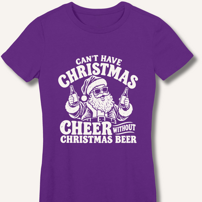 Can't Have Christmas Cheer Without Christmas Beer Women's Fitted T-Shirt – Purple
