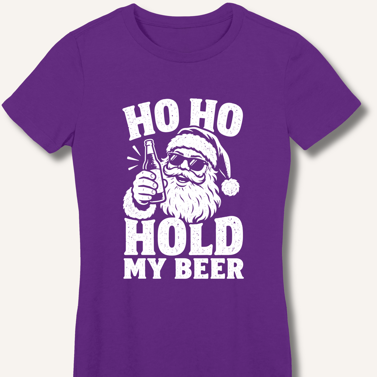 Ho Ho Hold My Beer Women's Fitted T-Shirt – Purple
