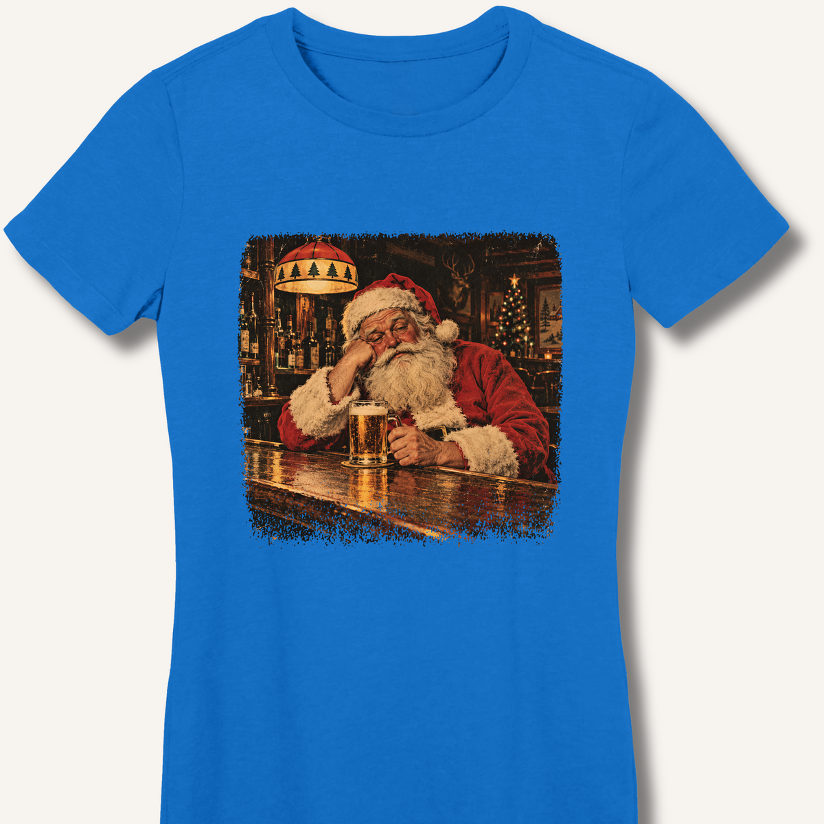 Santa At The Bar Women's Fitted T-Shirt – Royal