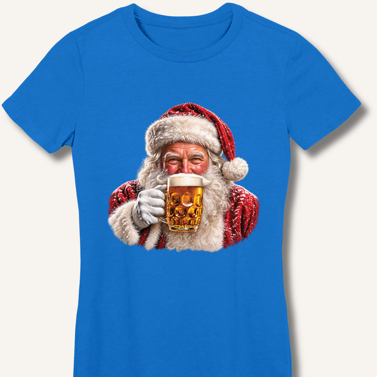 Santa Drinking Beer Women's Fitted T-Shirt – Royal