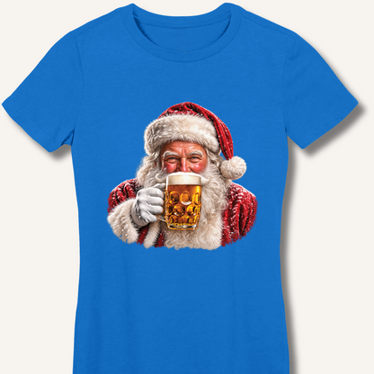 Santa Drinking Beer Women's Fitted T-Shirt – Royal