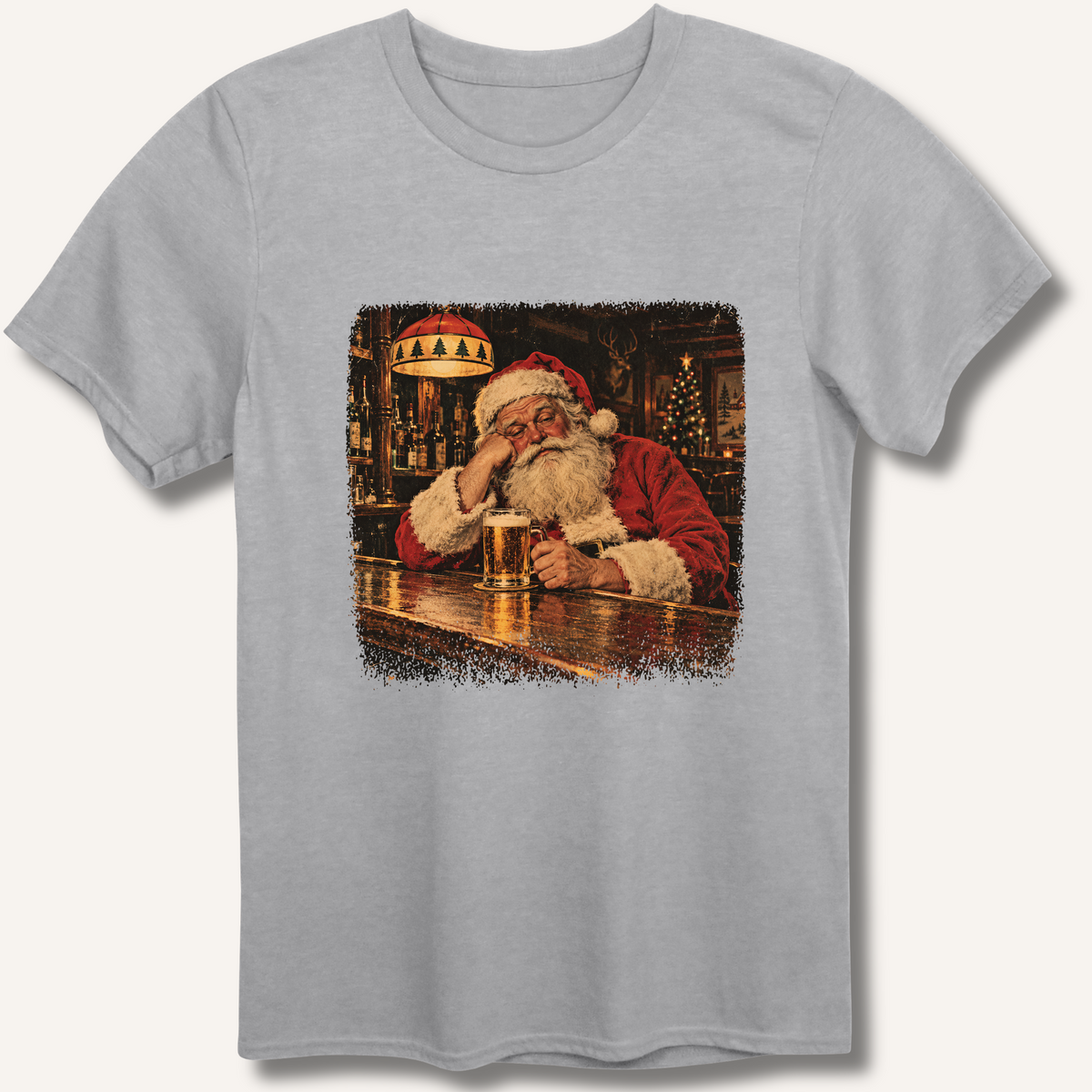 Santa At The Bar T-Shirt – Sport Grey