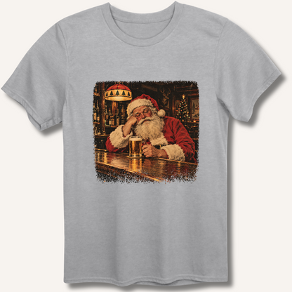 Santa At The Bar T-Shirt – Sport Grey