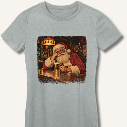 Santa At The Bar Women's Fitted T-Shirt – Sport Grey