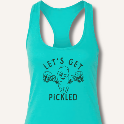 Let's Get Pickled Racerback Tank – Solid Tahiti Blue