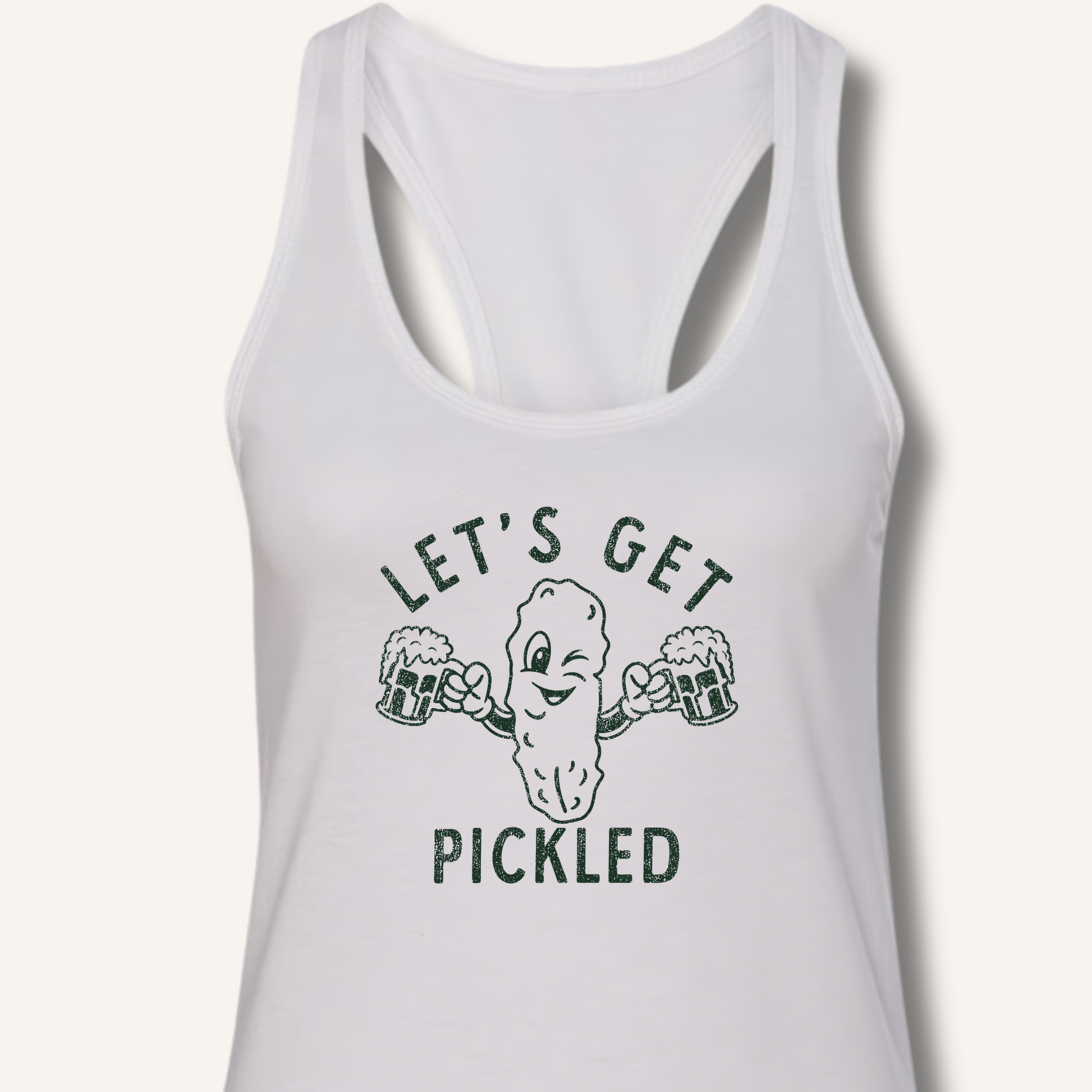 Let's Get Pickled Racerback Tank – Solid White