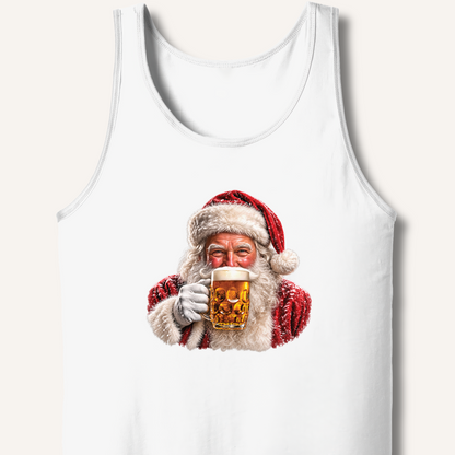 Santa Drinking Beer Tank – White