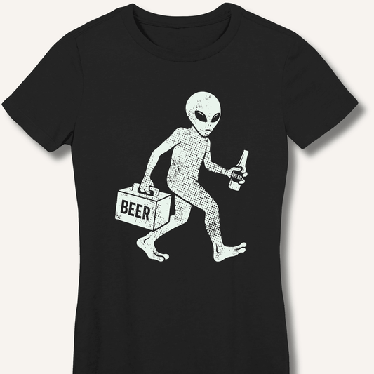 Alien Beer Shadow T-Shirt Fitted T-Shirt - Sip & Shirt