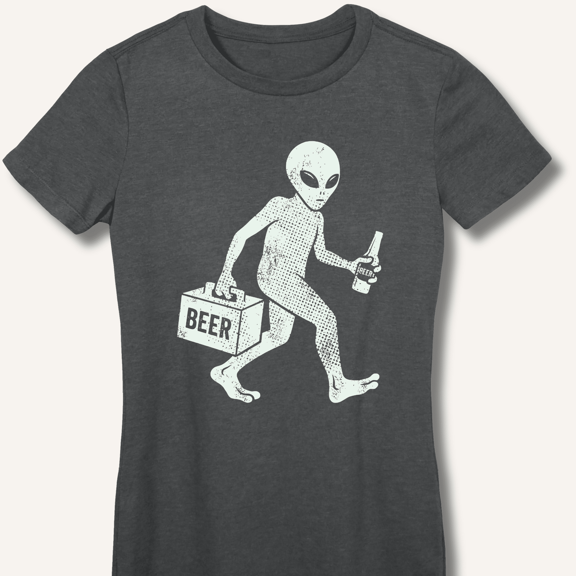 Alien Beer Shadow T-Shirt Fitted T-Shirt - Sip & Shirt