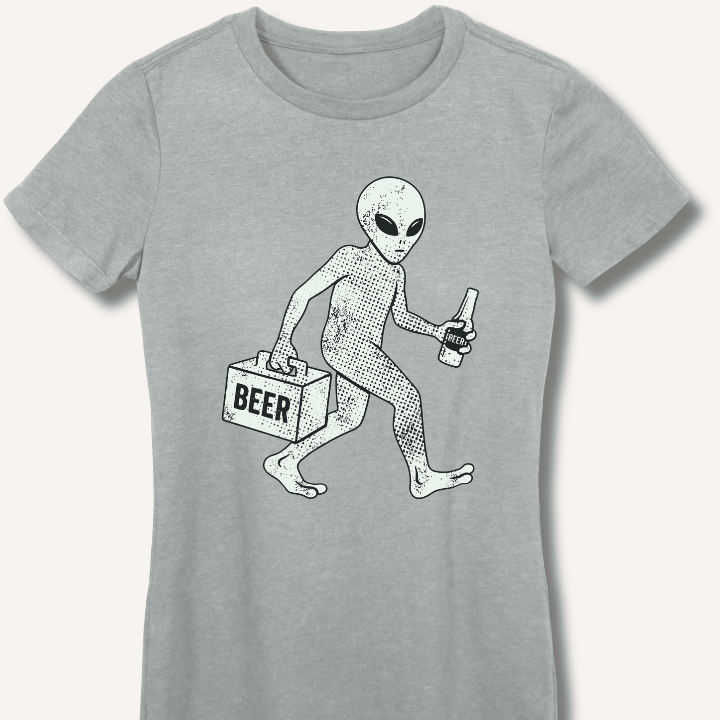 Alien Beer Shadow T-Shirt Fitted T-Shirt - Sip & Shirt
