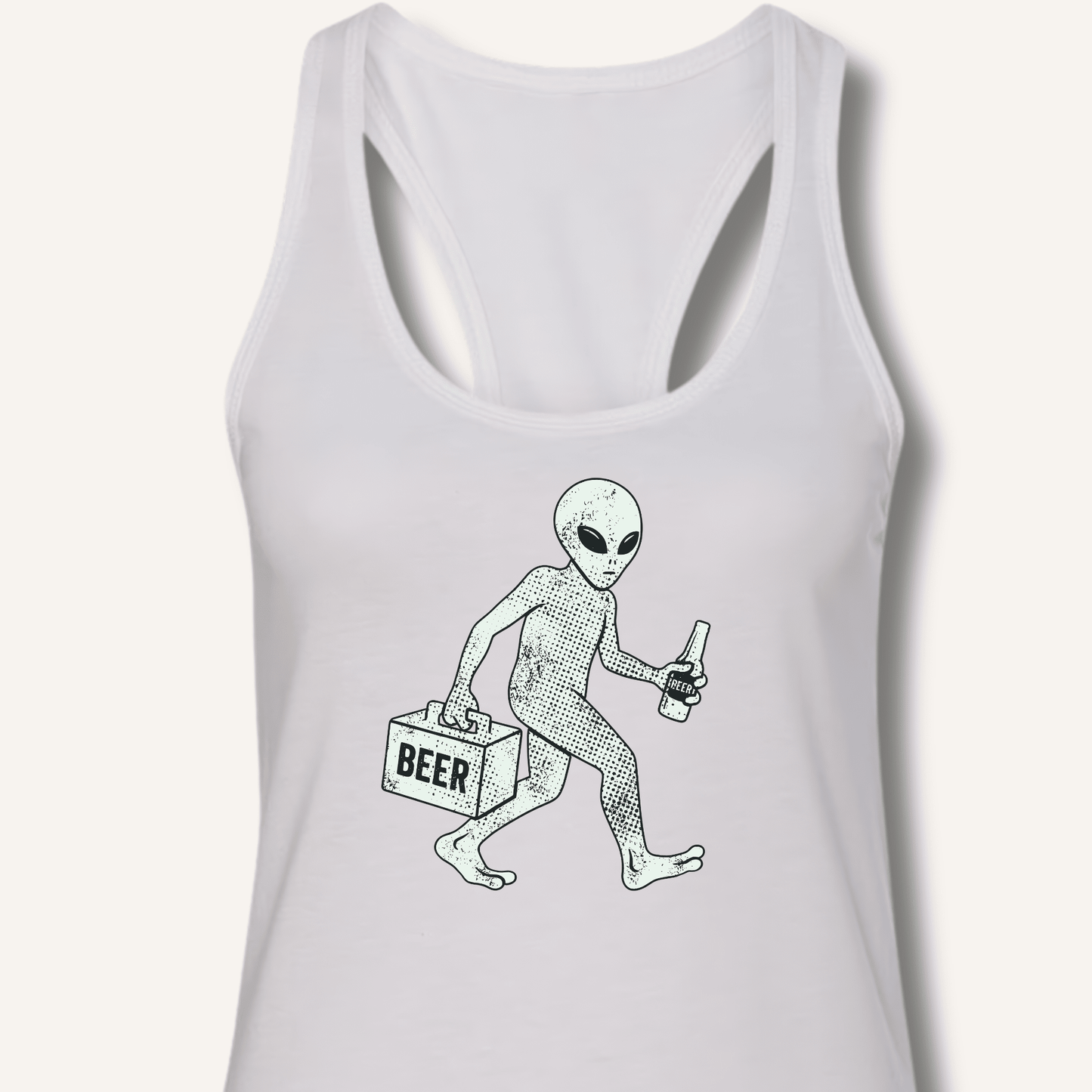Alien Beer Shadow T-Shirt Racerback Tank - Sip & Shirt
