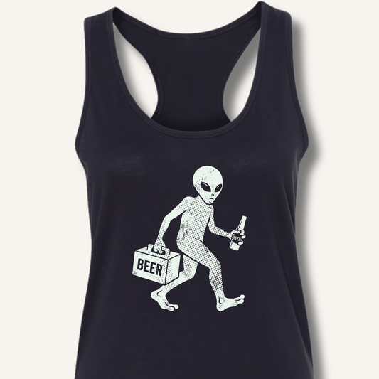 Alien Beer Shadow T-Shirt Racerback Tank - Sip & Shirt