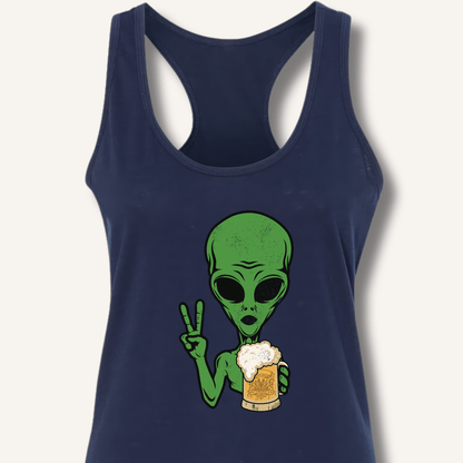 Alien Peace Beer Shirt Racerback Tank - Sip & Shirt