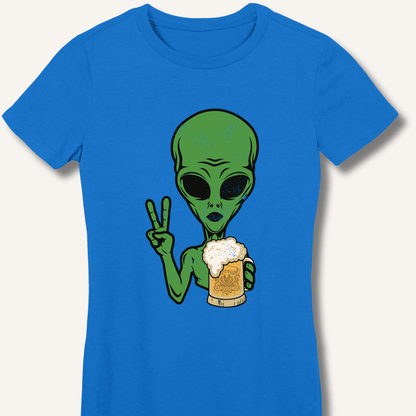 Alien Peace Beer Shirt Women's Fitted T-Shirt - Sip & Shirt