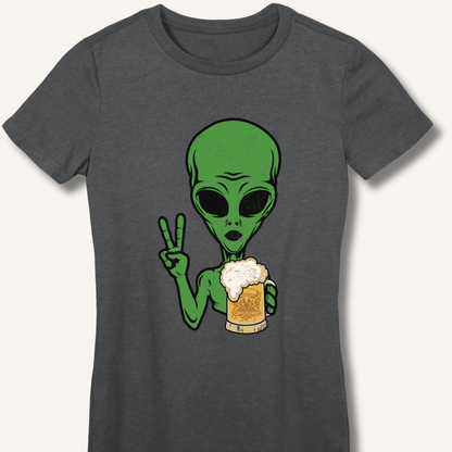 Alien Peace Beer Shirt Women's Fitted T-Shirt - Sip & Shirt
