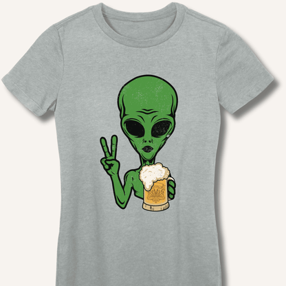 Alien Peace Beer Shirt Women's Fitted T-Shirt - Sip & Shirt