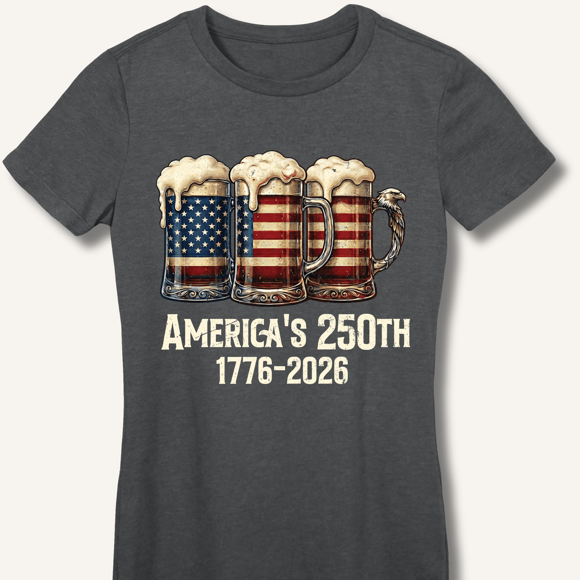 American Flag Beer Mugs 250th Fitted T-Shirt - Sip & Shirt