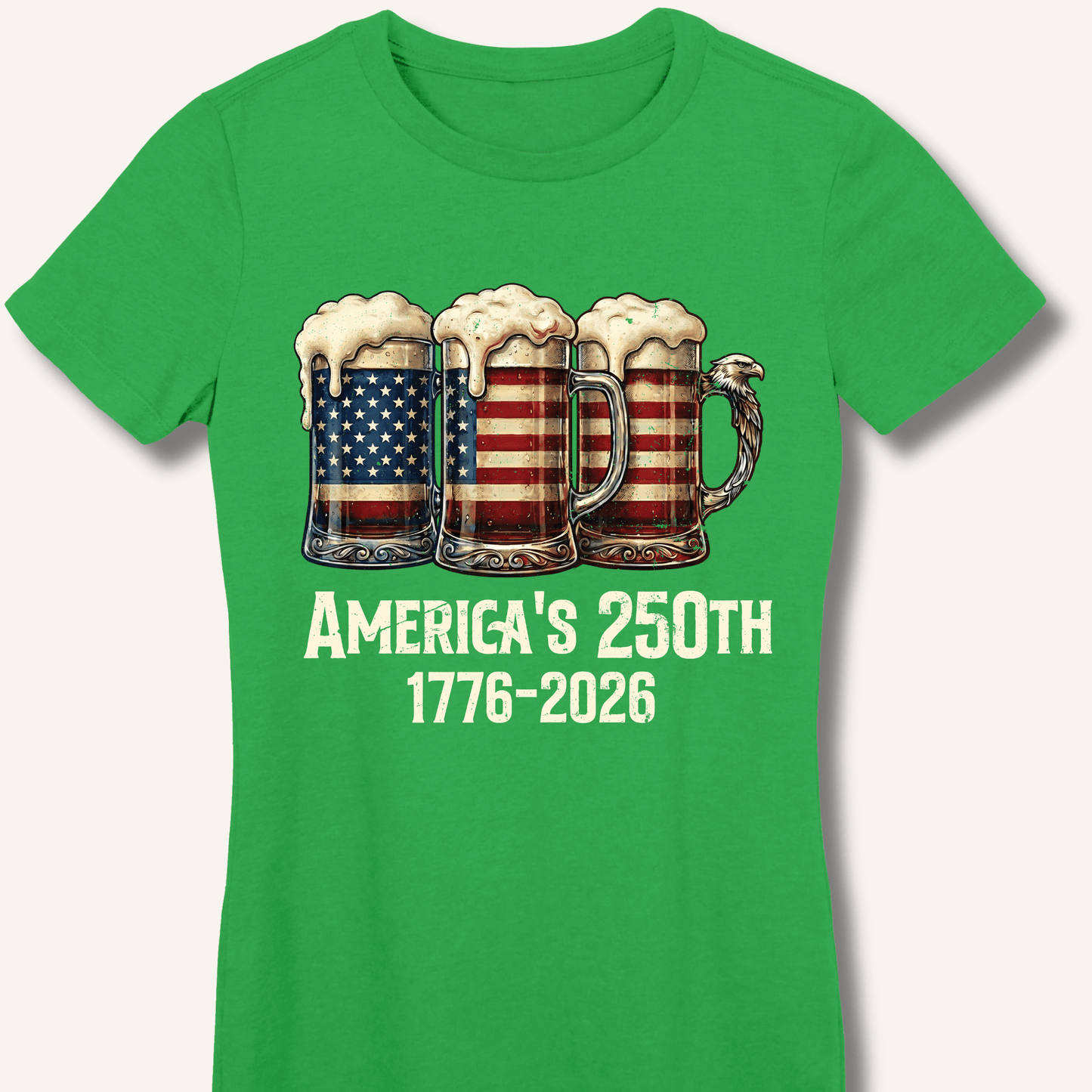 American Flag Beer Mugs 250th Fitted T-Shirt - Sip & Shirt