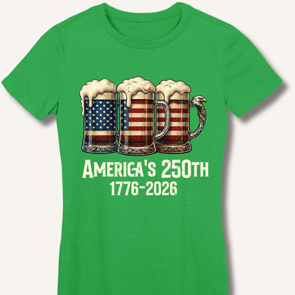 American Flag Beer Mugs 250th Fitted T-Shirt - Sip & Shirt