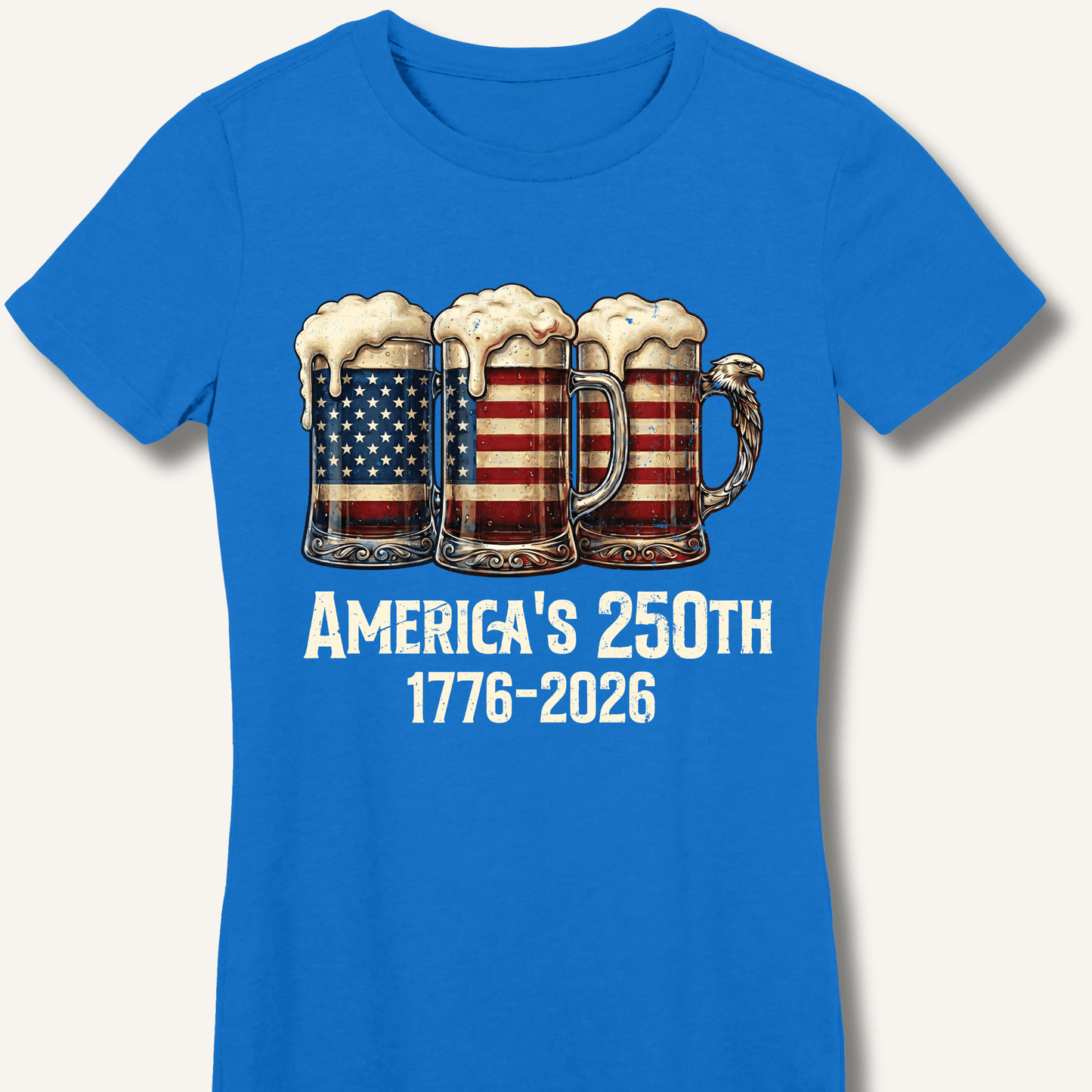 American Flag Beer Mugs 250th Fitted T-Shirt - Sip & Shirt