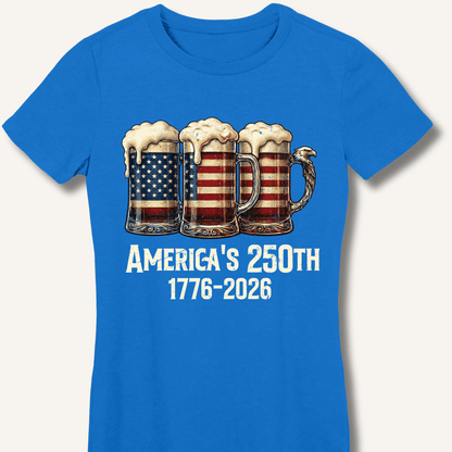 American Flag Beer Mugs 250th Fitted T-Shirt - Sip & Shirt