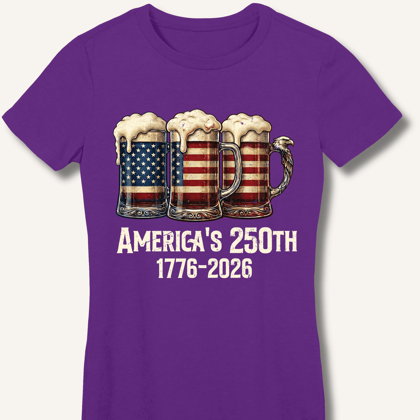 American Flag Beer Mugs 250th Fitted T-Shirt - Sip & Shirt