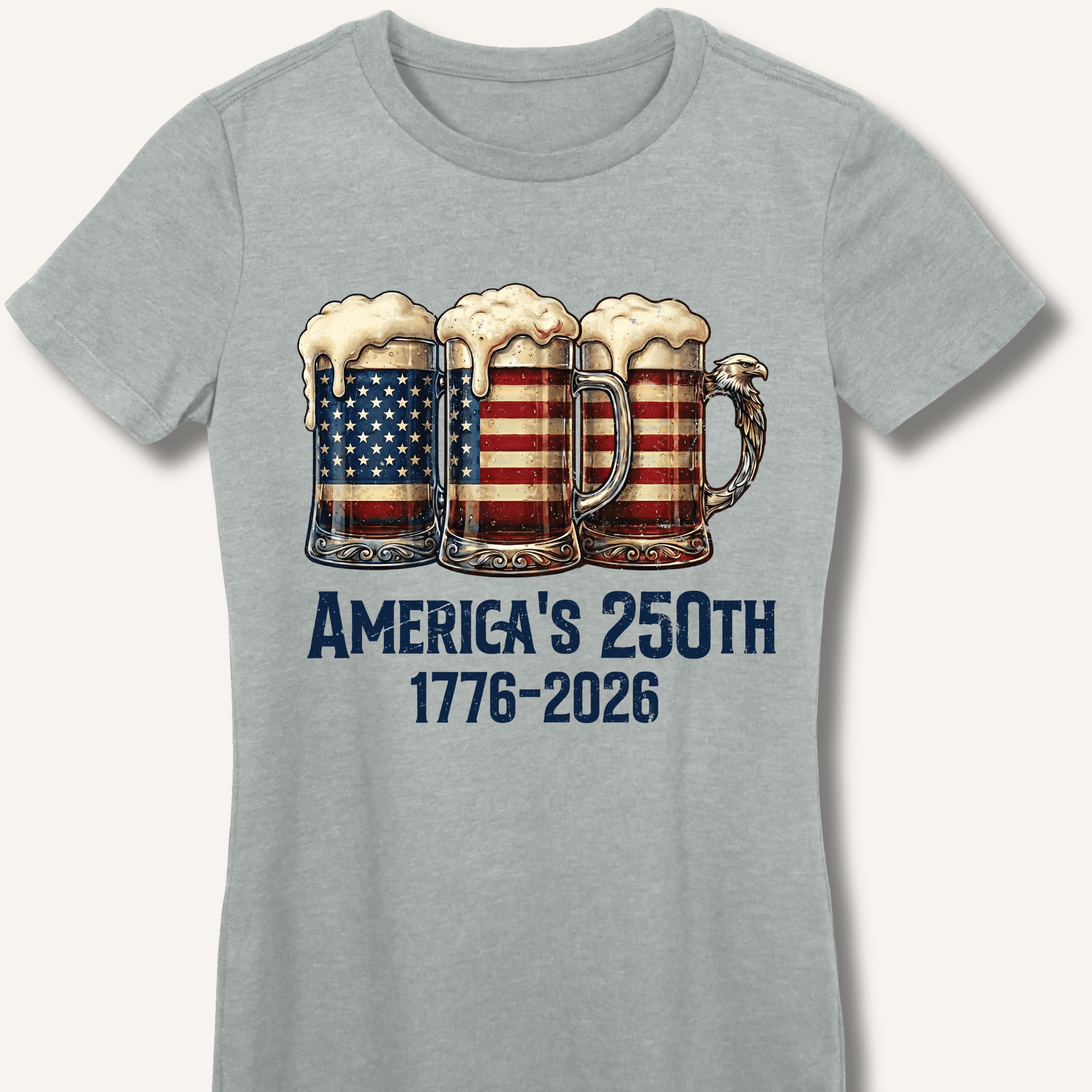 American Flag Beer Mugs 250th Fitted T-Shirt - Sip & Shirt