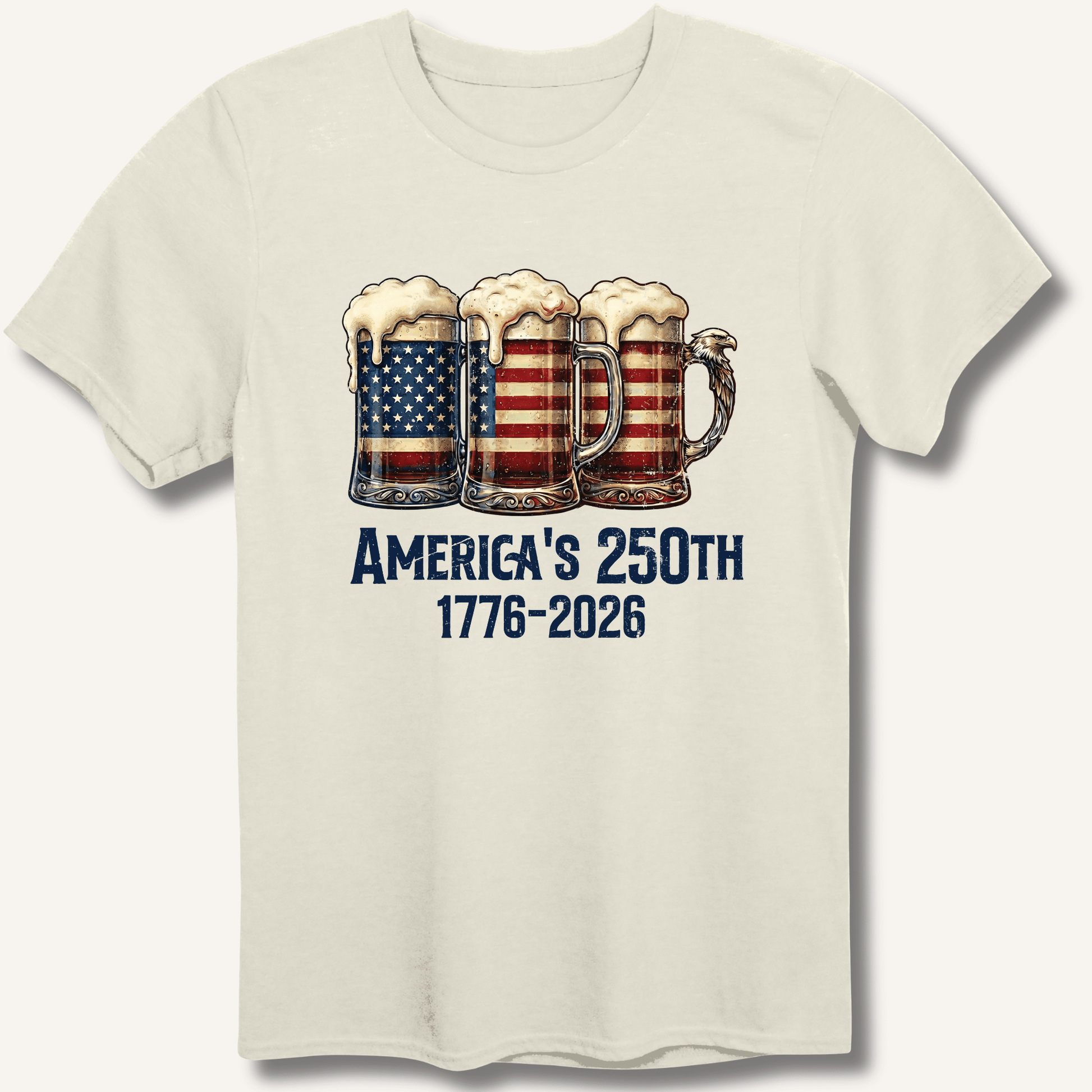 American Flag Beer Mugs 250th T-Shirt - Sip & Shirt